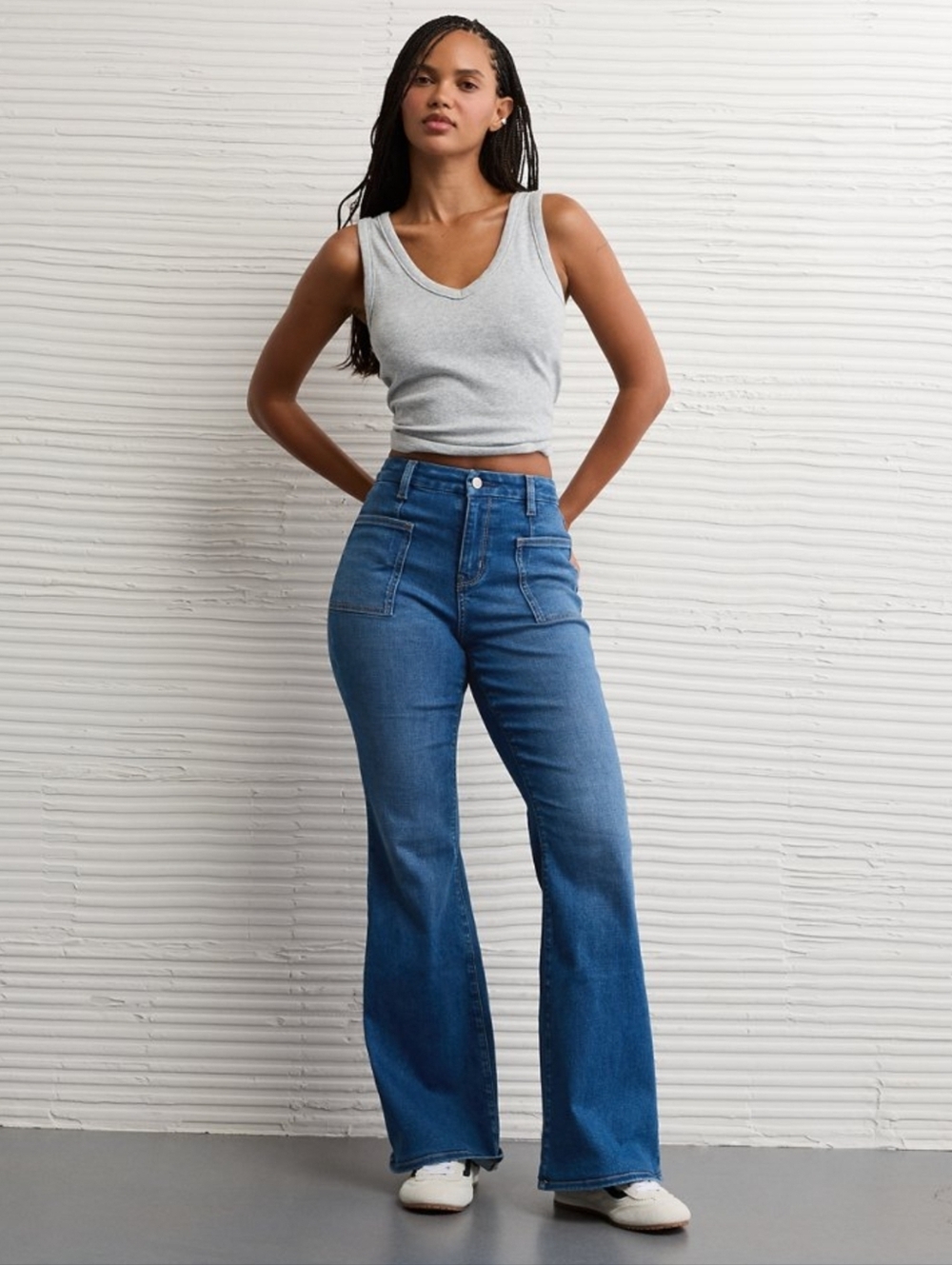 AE Next Level Stretch Curvy Super High Waisted Flare Jeans